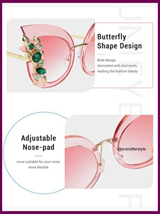 Metal Frame Oversized Butterfly Sunglasses with Rhinestones main image 4
